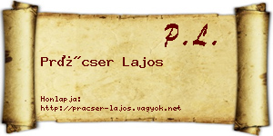 Prácser Lajos névjegykártya